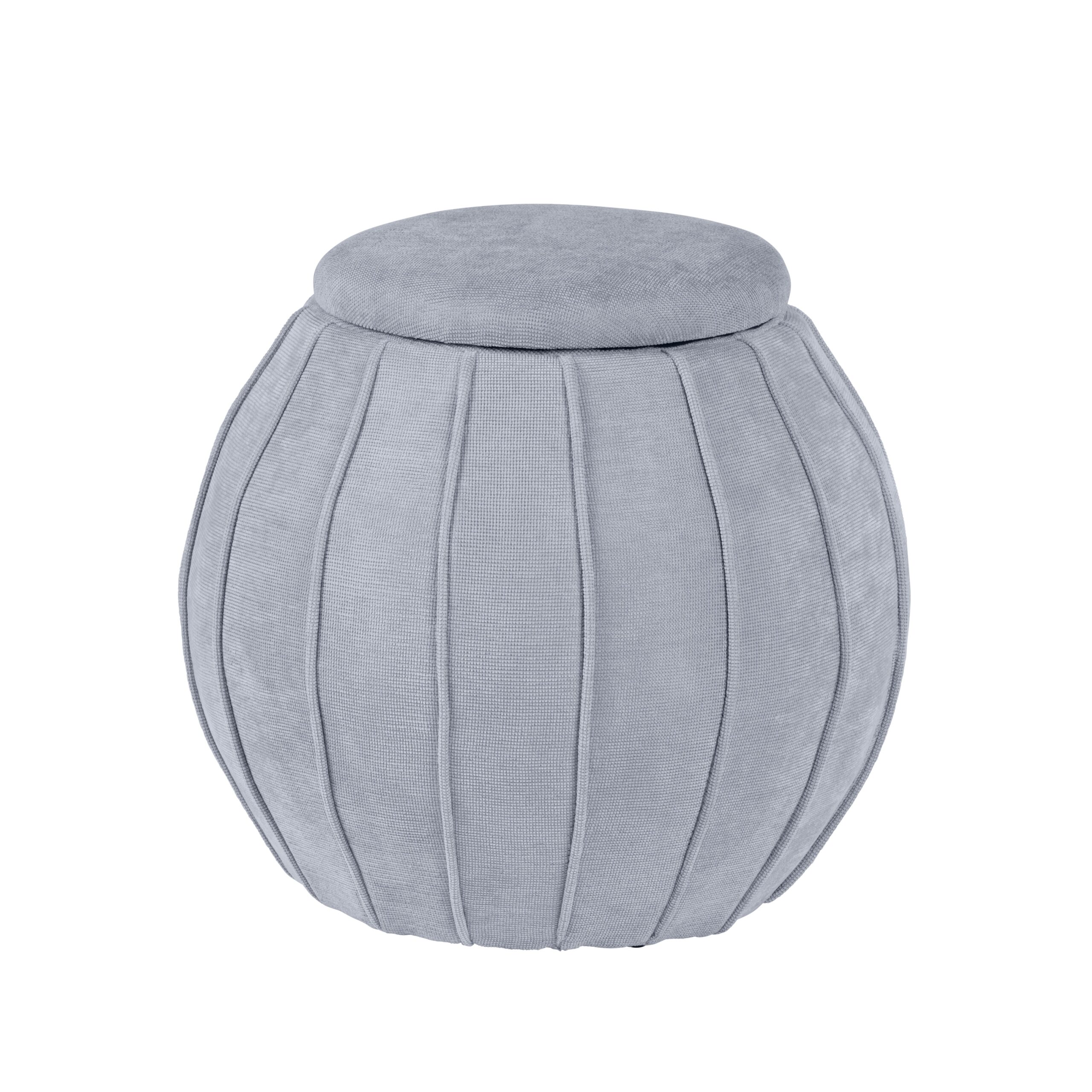 Blue Grey Chenille Storage Ottoman